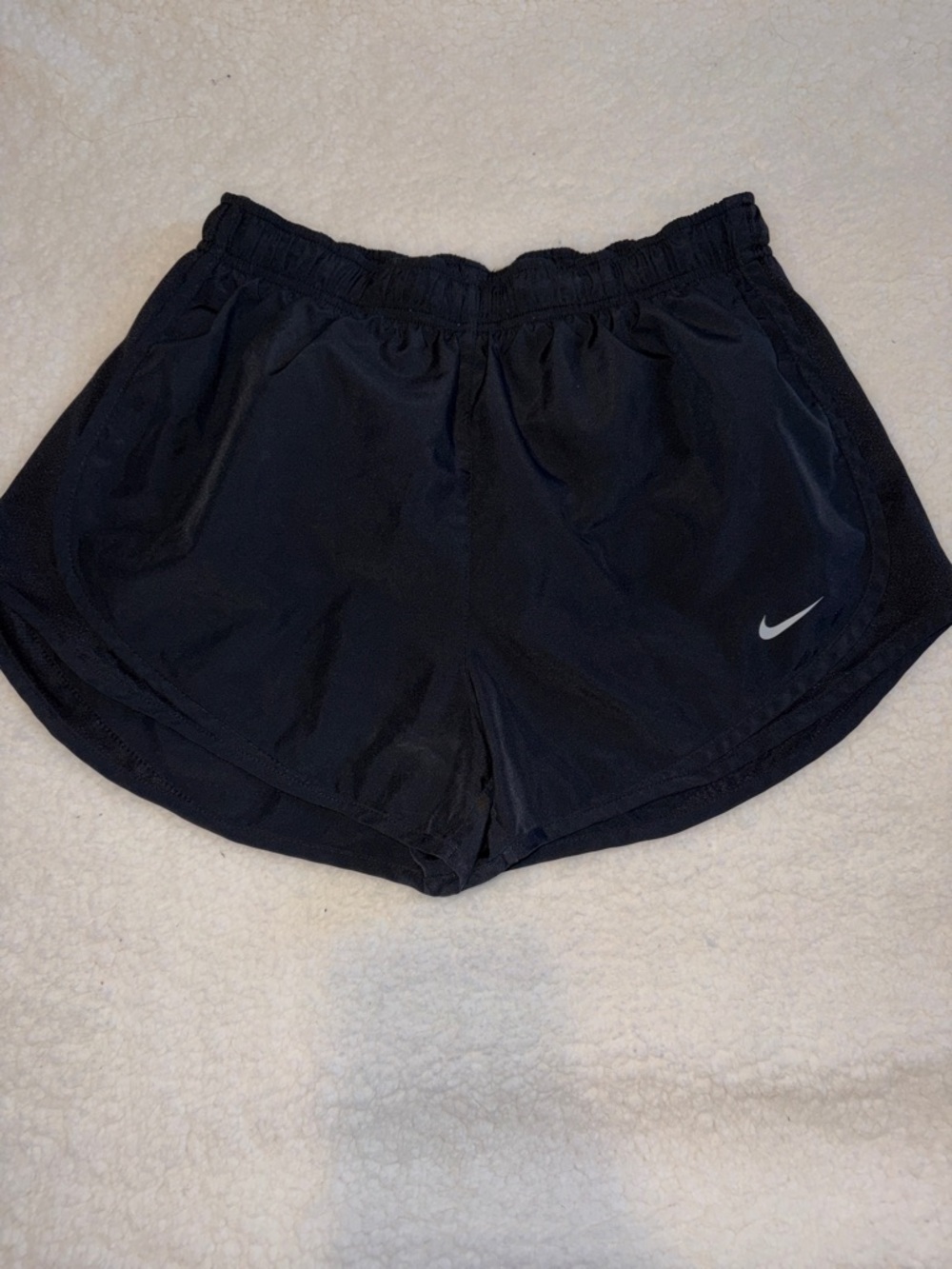 Nike Black Women's Athletic Running Shorts with Silver Swoosh